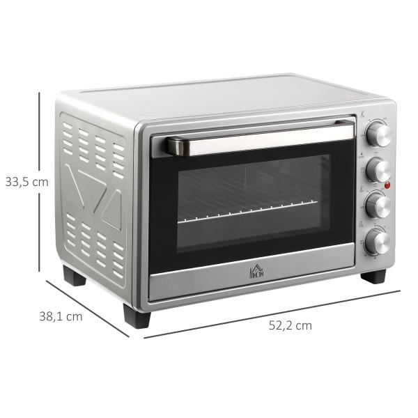 Mini Forno 32L 16000 com 3 Modos de Aquecimento Temperatura até 230 °C Temporizador 52,2x38,1x33,5 cm Prata