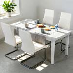 Conjunto de 4 Cadeiras de Sala de Jantar com Assento Acolchoado e Pés de Metal Cadeiras Cantilever Modernas 45x61x98 cm Creme