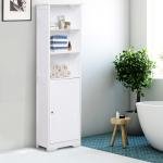 Armário de banheiro branco 5 níveis Prateleiras Coluna do banheiro com 3 prateleiras 1 porta de MDF e resistente à água 40x38x160cm