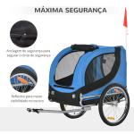 Reboque de Bicicleta para Cães Reboque de Bicicleta para Animais de Estimação com Bandeira Reflectores 130x73x90cm Azul