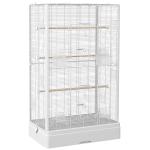 Gaiola para Pássaros 61x36,5x98 cm com Portas Poleiros Bandeja Removível e Alças para Canários Periquitos Branco