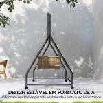 Estrutura de Balanço em Aço para 2 ou 3 Assentos Capacidade de 360 kg 210x117x175 cm Preto