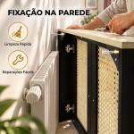 Cobertura para Radiador com 2 Portas em Rotim para Sala de Estar e Quarto 78x19x75 cm Preta