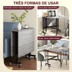 Mesa de Jantar Dobrável para 4 - 6 Pessoas com Rodas e Abas Rebatíveis para Cozinha 120x80x73 cm Cinzento