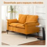 Sofá de 2 Lugares Revestido em Veludo Sofá Moderno com Pés de Metal Apoios de Braços Acolchoados 130x77x84 cm Amarelo Mostarda