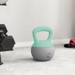 Kettlebell de 12 kg Pesa Russa Preenchida de Areia Metálica e Alça Antiderrapante para Treino em Casa Ginásio Ø21x30 cm Cinzento