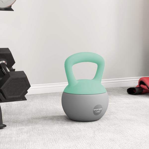 Kettlebell de 12 kg Pesa Russa Preenchida de Areia Metálica e Alça Antiderrapante para Treino em Casa Ginásio Ø21x30 cm Cinzento
