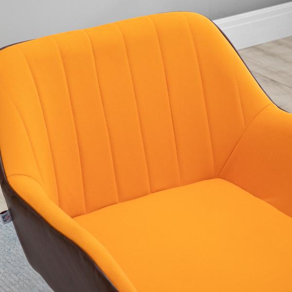 Poltrona de Sala de Estar Estofada em Couro Sintético e Veludo com Apoios para os Braços Pés Dourados 64x62x72,5 cm Amarelo