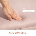 Banco de Armazenamento Estofado em Linho com Tampa Abatível e Pés de Aço Carga Máxima 150kg 101x38,5x44,5 cm Rosa
