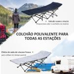 Cama de Campismo Dobrável com Almofada Bolso Lateral e Bolsa de Transporte 188x64,5x53 cm Preto e Azul Escuro