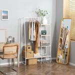 Suporte para Cabides com 4 Prateleiras de Armazenamento e Barra de Pendurar Estilo Industrial 101x39x160cm Madeira e Branco