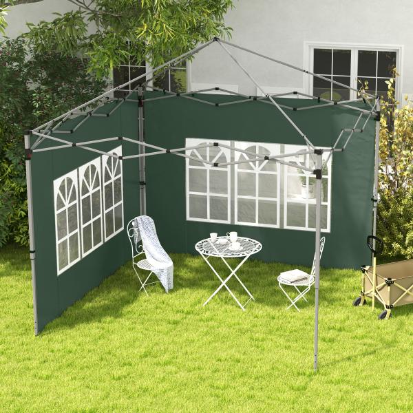 2 Paredes Laterais para Tenda de 3x3 / 3x4 m 295x195 cm Parede de Substituição de Tecido Oxford para Tendas Dobráveis Verde