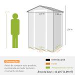 Abrigo de Jardim 1,09 m² 128x104x196 cm com Base Porta com Fechadura Janela e Ventilação, Cinzento Escuro