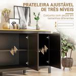 Aparador Sala de Estar com 3 Portas e Prateleiras Ajustáveis Estilo Moderno 120x40x70 cm Preto e Madeira