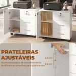 Móvel para Impressora com Rodas, Mesa com Porta e 3 Gavetas, Fechaduras, Prateleira Ajustável, Branco