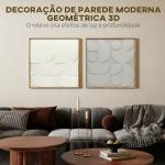 Decoração de Parede em Madeira 3D Conjunto de 2 Peças com 80 cm e Padrões Geométricos Branco