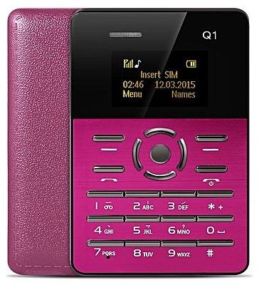 Mini Telemovel Tamanho e Grossura de Cartão Bluetooth, Radio FM (Rosa)