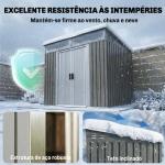 Abrigo de Jardim Exterior 2 m² 195x122x181,5 cm Abrigo Metálico com Base SEM CHÃO 2 Portas de Correr Janelas Cinza Claro