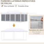 Tenda Dobrável 585x295x270 cm Tenda de Jardim com 6 Mosquiteiros Bolsa de Transporte e Estrutura de Aço Cinza