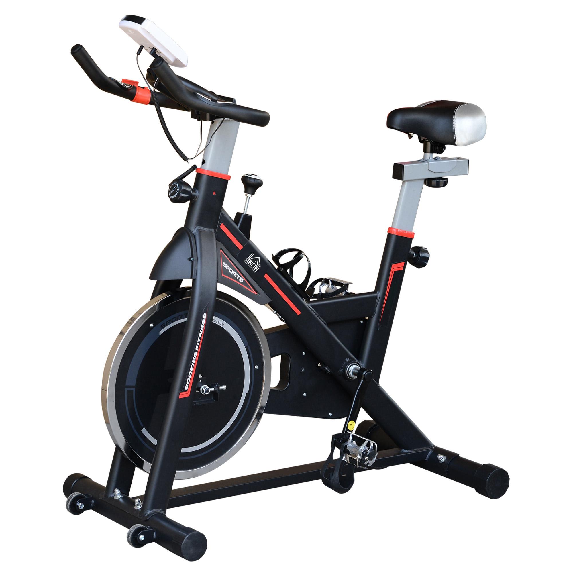 Bicicleta Estática com Resistência Ajustável Volante de Inércia de 8kg Ecrã LCD Assento e Guiador Ajustáveis 103x48x115cm Preto