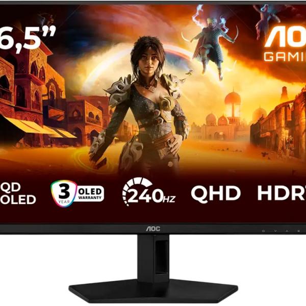 Monitor 26.5 Q27G41ZDF Quad HD QD - OLED (Preto/Vermelho) - AOC