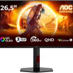 Monitor 26.5 Q27G4SDR Quad HD QD - OLED (Preto/Vermelho) - AOC