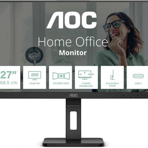 Monitor IPS LED 27 Q27P3CV Quad HD (Preto) - AOC