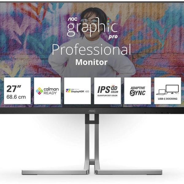 Monitor Graphic Pro Q27U3CV IPS QHD 27 16:9 75Hz VESA Adaptive Sync - AOC