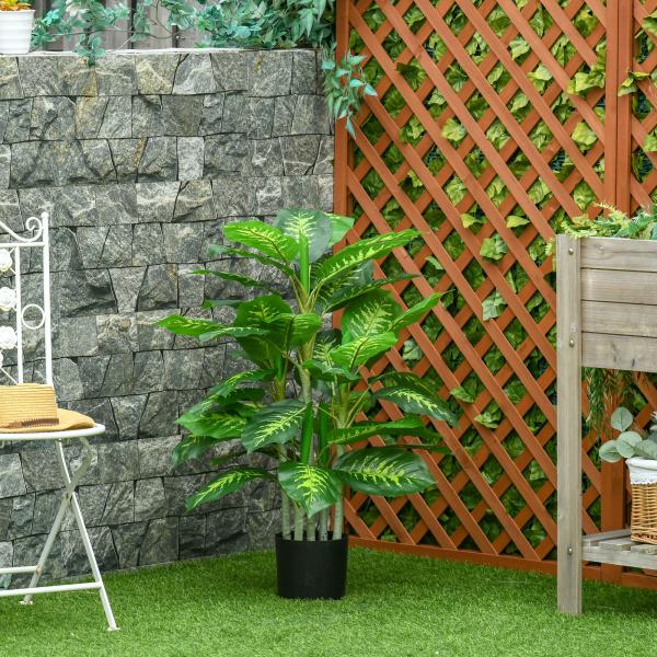 Planta Artificial Aglaonema Planta Sintética de 95cm com 42 Folhas e Vaso de Cimento Decoração para Casa e Exterior Verde
