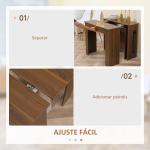 Mesa de Jantar Extensível para 4 - 6 Pessoas com Lateral Abatível Mesa Auxiliar Multifuncional 180x85x75cm Marrom