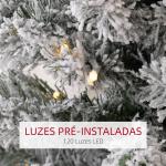 Árvore de Natal 150 cm Árvore de Natal Artificial Nevada com 120 Luzes LED 263 Ramos Verde e Branco