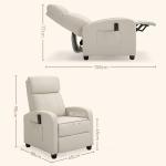 Poltrona de Massagem Reclinável com 2 Zonas de Massagem 8 Programas e 5 Níveis de Intensidade 68x88x98 cm Creme