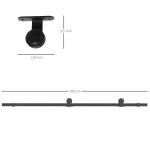 Ferragem para Porta de Correr Kit de Acessórios para Porta Corredeira com 2 Trilhos de Aço de Carbono 200x40x0,6cm Preto