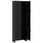 Armário de Cozinha com 4 Portas e Prateleiras Ajustáveis Anti - Tombo 60x30x170,5 cm Preto