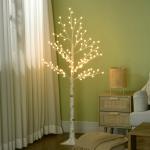 Árvore Sintética Altura 150cm com 120 Luzes LED IP44 Ajustável em 3 Modos Ramos Flexíveis 20x20x150cm Branco