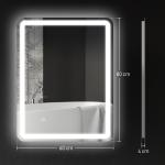 Espelho Casa de Banho com Luzes LED 60x80 cm Função Antiembaciamento 3 Temperaturas de Cor Ajustável e Função de Memória