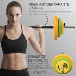 Conjunto de Barra de Pesos Conjunto de Musculação com 6 Discos 1,5kg 2,5kg 5 kg Intercambiáveis 130x28x28 cm Multicor