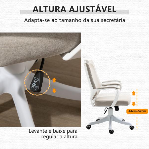 Cadeira de Escritório Ergonómica Giratória e com Altura Ajustável e Suporte Lombar 62x69x92 - 100 cm Bege