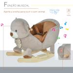 Cavalo de balanço com forma de urso para bebê acima de 18 meses com som 60x33x50