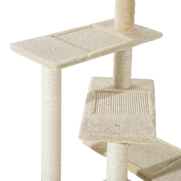 Árvore arranhador para gato com poste cama plataforma com cobertor veludo de sisal 50x50x100cm bege