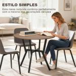 Mesa de Cozinha Redonda Mesa de Jantar Estilo Industrial com Bancada de Madeira e Estrutura de Aço Ø90x76 cm Marrom e Preto