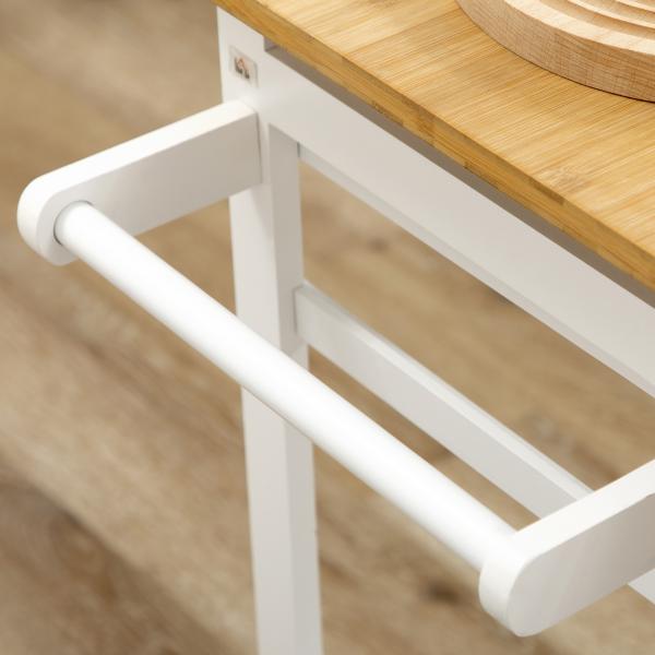 Conjunto de Mesa Alta de Bar e 2 Bancos com Rodas Mesa Dobrável de Cozinha com Bancos 86x75,5x83,5 cm Natural