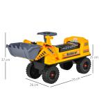 Trator sem Pedais para Crianças de 2 - 3 Anos com Pá Escavadora Espaço de Armazenamento Oculto Volante e Buzina 70x26x37cm Amarelo