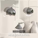 Candeeiro de Pé em Forma de Arco com Altura e Comprimento Ajustáveis com Interruptor de Pé 110 - 115x30x170 - 180 cm Prata e Preto