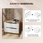 Cómoda com 2 Gavetas de Tecido Frentes com Padrão de Diamante Móvel de Arrumação 59,5x30x54 cm Madeira e Branco