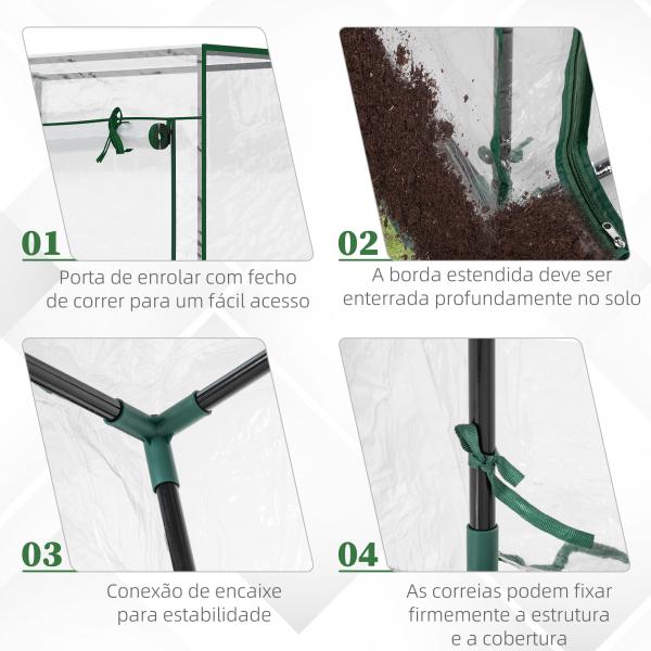 Estufa com Porta Enrolável e Estrutura de Aço Estufa de Jardim para Cultivo de Plantas 100x50x150 cm Transparente