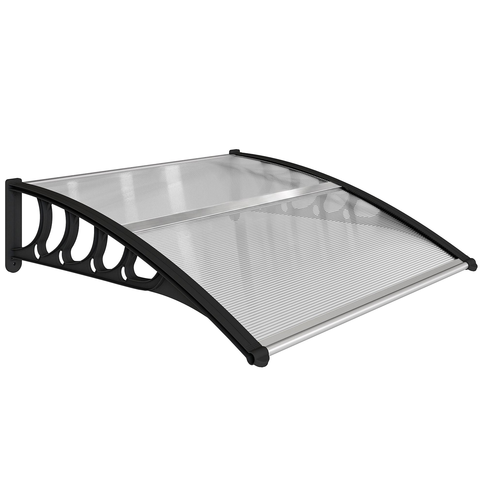Marquise para Portas e Janelas 103x96,5 cm com Painéis de Policarbonato e Régua de Alumínio, Transparente