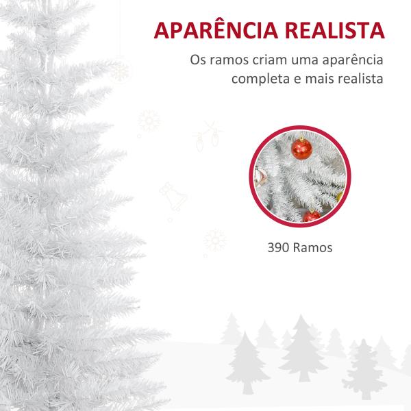 Árvore de Natal Artificial 210 cm Ignífugo com 199 Ramos de PVC Decoração de Natal para Interiores Branco