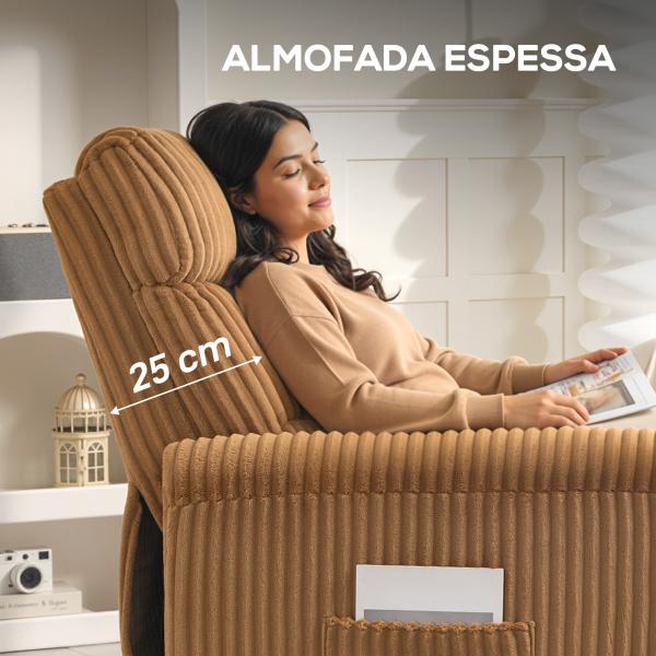 Poltrona Relax Reclinável Manual Estofada em Veludo com Apoio para Pés 73x86x100 cm Marrom