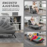 Sofá Cama Individual Dobrável com Encosto Ajustável em 5 Níveis Almofada e Estofado de Linho Sintético 75x70x75 cm Cinzento